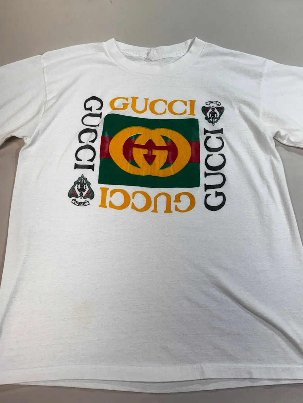 Vintage 90's Bootleg Gucci Fashion T Shirt Mens Sz Small Single Stitch